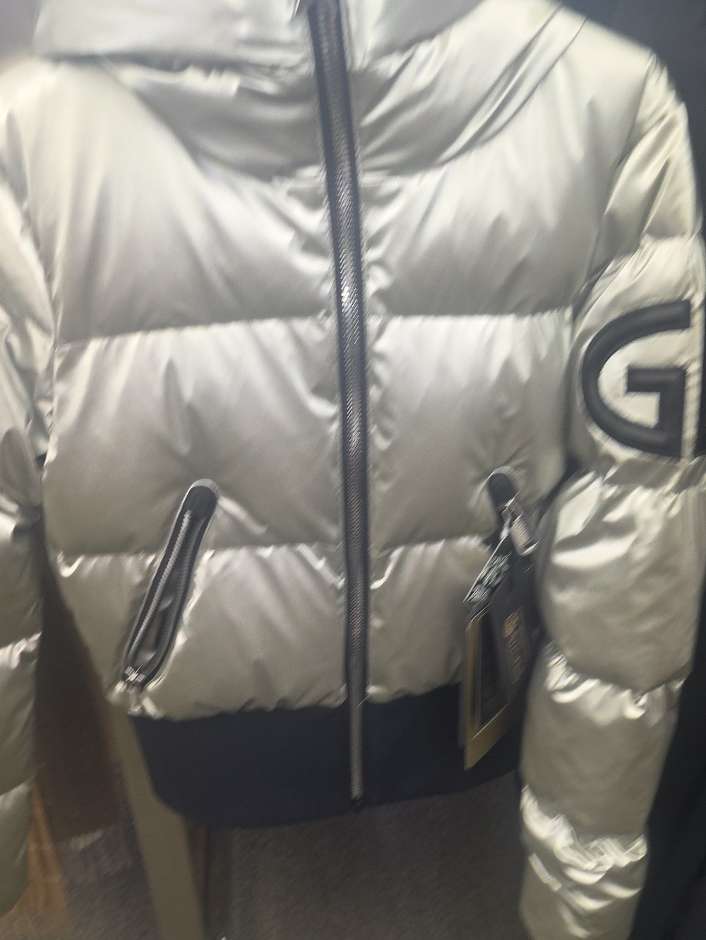 Goldbergh Metallic Silver Quilted Puffer Jacket